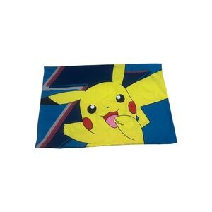 Pokemon Pikachu Pillowcase Double Sided Blue Red Yellow Nintendo Bedding Vintage